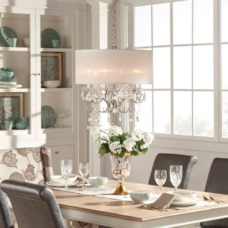 Silver Mist Hanging Crystal Drum Shade Chandelier by iNSPIRE Q Classic