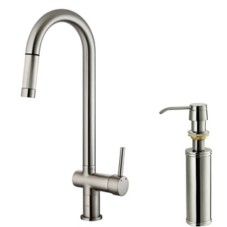 VIGO Stainless-Steel Single-Handle Pull-Out Kitchen Faucet with Soap Dispenser