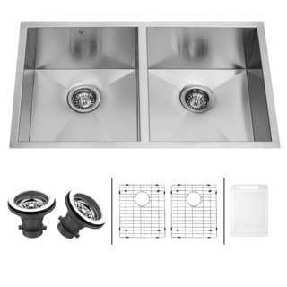 VIGO 32-inch Undermount Stainless Steel Kitchen Sink, Two Grids and Two Strainers