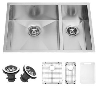 VIGO 29-inch Undermount Stainless Steel Kitchen Sink, Two Grids and Two Strainers