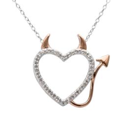 18k Rose Gold over Silver 1/10ct TDW Diamond Heart Necklace (J-K, I3)