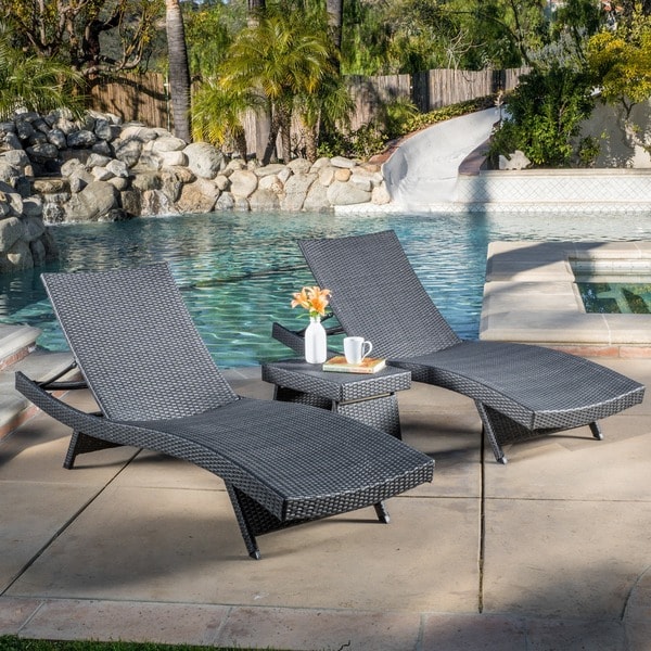 Toscana Outdoor 3-piece Wicker Adjustable Chaise Lounge Set by Christopher Knight Home