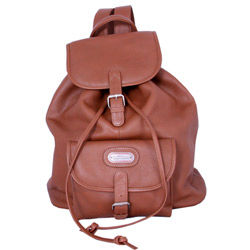 Leatherbay Tan Premium Leather Single-pocket Durable Unisex Backpack
