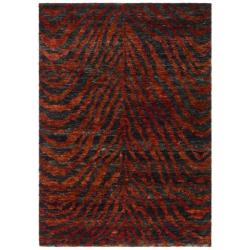 Safavieh Hand-knotted Vegetable Dye Tiger Red/ Black Rug (4' x 6')