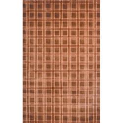 Safavieh Hand-Knotted Lexington Plaid Beige Indoor Wool Rug (5' x 8')