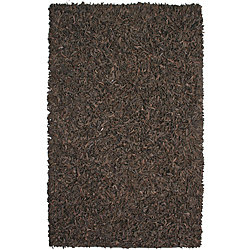 Hand-tied Brown Leather Rug (2'6 x 4'2)