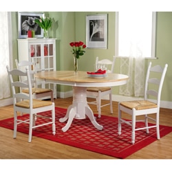 Simple Living White Wood and Rush 5-piece Ladderback Dining Set