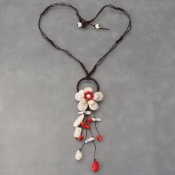Cotton Love of Flower Red Coral/ Howlite Dangle Necklace (Thailand)