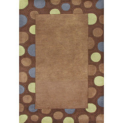 Hand-tufted Circles Brown Wool Rug (8' x 10')