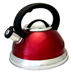 Prime Pacific Red Stainless Steel 3-quart Whistling Tea Kettle