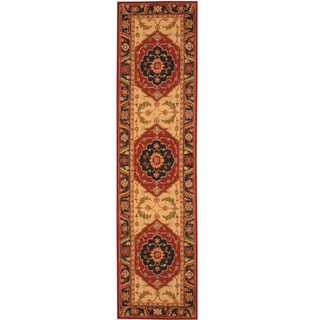 Herat Oriental Asian Hand-tufted Rust/ Navy Heriz Wool Rug (2'8 x 10')