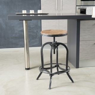 Christopher Knight Home Adjustable Natural Fir Wood Finish Barstool
