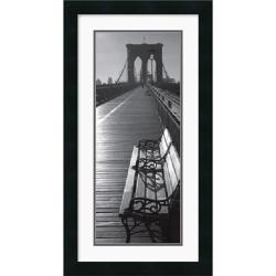 Brooklyn Bridge Benches' 14 x 26-inch Framed Art Print