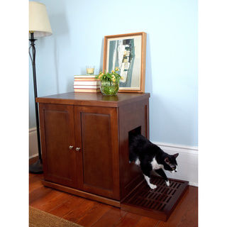 The Refined Feline's Hidden Kitty Enclosed Wooden End Table & Litter Box