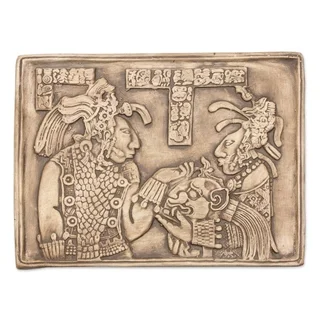 Handmade Ceramic 'Maya Ruler and Wife' Wall Plaque (Mexico)
