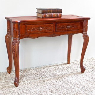 International Caravan Windsor Carved Wood Queen Anne Two-drawer Style Hall Table