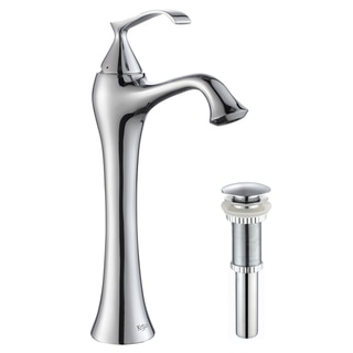 KRAUS Ventus Single Hole Single-Handle Vessel Bathroom Faucet with Matching Pop-Up Drain in Chrome