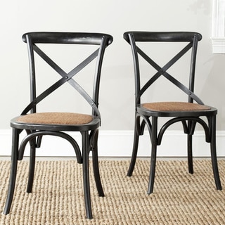 Safavieh Country Farmhouse Dining Bradford x Back Antiqued Black Side Chairs (Set of 2)