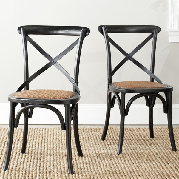 Safavieh Country Farmhouse Dining Bradford x Back Antiqued Black Dining Chairs (Set of 2)