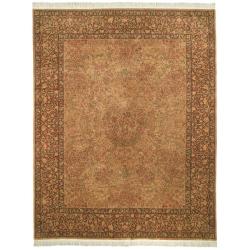 Asian Hand-knotted Royal Kerman Beige and Brown Wool Rug (6' x 9')