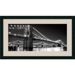 Phil Maier 'Brooklyn Bridge and Manhattan Bridge at Night' 43 x 25-inch Framed Art Print