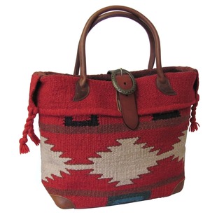 Amerileather Red Wool-blend Roamer Tote Bag