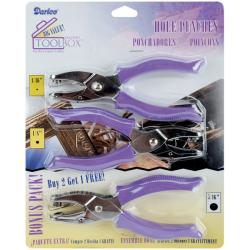 Darice Circle Hole Punches with Purple Plastic Handles (Pack of Three)