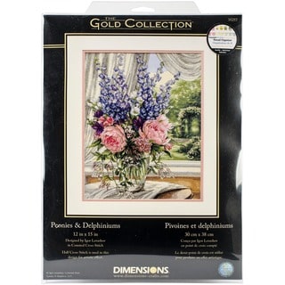 Gold Collection Peonies/ Delphiniums Counted Cross Stitch Kit