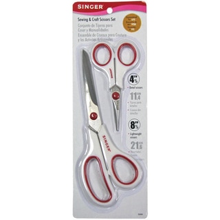 Singer Red/White Stainless Steel Sewing and Craft Scissors Set of Two