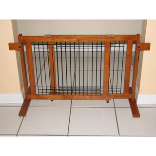 Crown Pet Freestanding Wood/ Wire 40 - 74.5-inch Large Span Pet Gate with Security Arms
