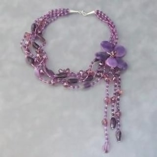 Sterling Silver Amethyst Floral Necklace (Thailand)