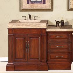 Silkroad Exclusive Travertine Top 51-inch Single Sink Vanity Cabinet