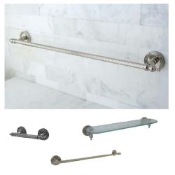 Polished Nickel 3-piece Shelf and Towel Bar Bathroom Accessory Set