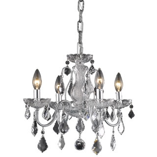 Somette Crystal Four-Light Chrome Chandelier with Hardwired Switch