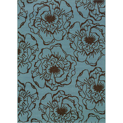 Blue/Brown Floral Outdoor Area Rug (6'7 x 9'6)