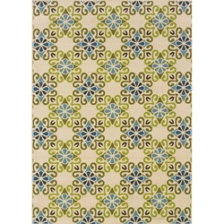 Ivory/Blue Outdoor Area Rug (7'10 x 10')