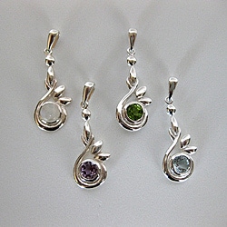 Sterling Silver Round Gemstones Necklace (Thailand)