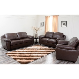 ABBYSON LIVING Sedona 3-piece Premium Top-grain Leather Sofa, Loveseat and Armchair Set