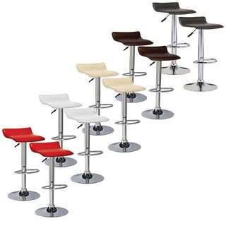 Adjustable Height Faux Leather and Chrome Swivel Stool (Set of 2)