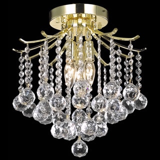 Somette Contemporary Crystal Three-Light Gold Chandelier