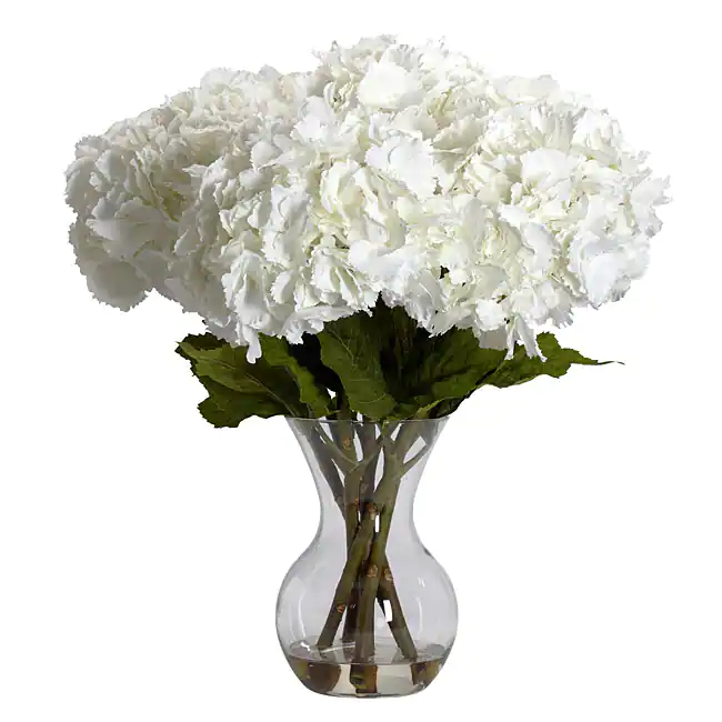Large Hydrangea with Vase - White