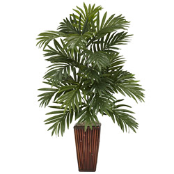 Areca Palm with Bamboo Vase Polyester Plant