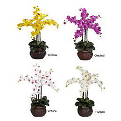 Thumbnail 2, Phalaenopsis with Decorative Vase Polyester Flower Arrangement. Changes active main hero.