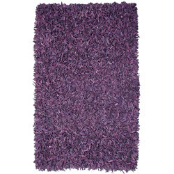 Hand-tied Pelle Purple Leather Shag Rug (8' x 10')