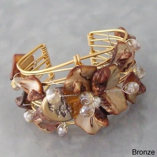 Goldtone Seashell Floral Cuff Bracelet (Philippines)