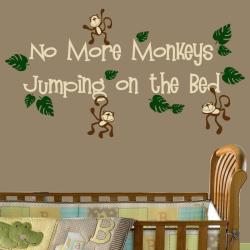 Vinyl 'No More Monkeys Jumping on the Bed' Wall Decal