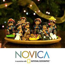 Set of 13 Ceramic 'Totonicapan' Nativity Scene (Guatemala)
