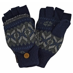 Muk Luks Navy-and-gray Polyester Sweater Vest Flip Glove Mittens