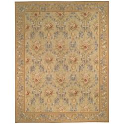 Hand-knotted French AubussonTaupe Wool Rug (12' x 15')