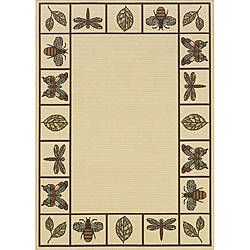 Ivory/ Brown Outdoor Area Rug (8'6 x 13')